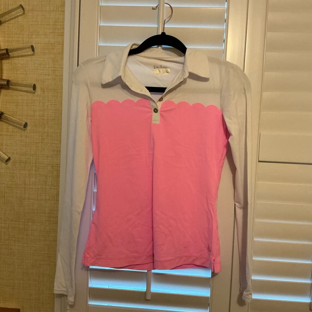 Lilly Pulitzer Luxletic Scallop Polo UPF Top- with tags